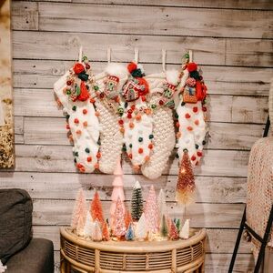 Anthro sally Christmas Stockings with Pom Poms (2)